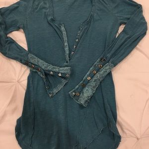 Free People lace detail Henley shirt